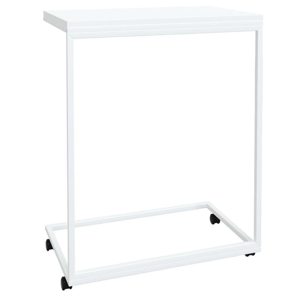 Sānu galds ar riteņiem, baltas, 55x35x70 cm, koka цена и информация | Žurnālgaldiņi | 220.lv