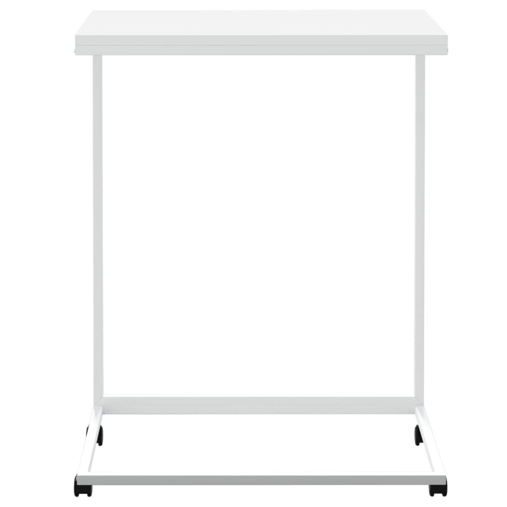 Sānu galds ar riteņiem, baltas, 55x35x70 cm, koka цена и информация | Žurnālgaldiņi | 220.lv