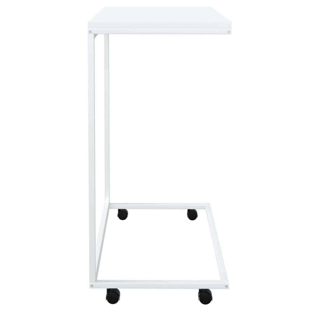 Sānu galds ar riteņiem, baltas, 55x35x70 cm, koka cena un informācija | Žurnālgaldiņi | 220.lv
