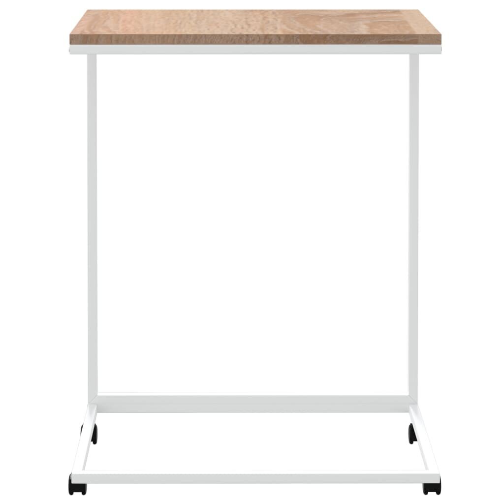 Sānu galds ar riteņiem, balts, 55x35x70 cm, koka cena un informācija | Žurnālgaldiņi | 220.lv
