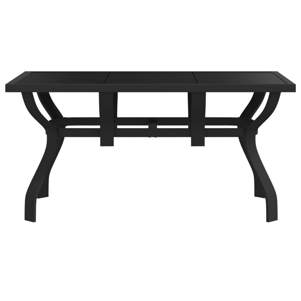 Dārza galds, melns, 140x70x70 cm, tērauds un stikls цена и информация | Dārza galdi | 220.lv