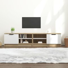 TV skapji, 2 gab., balts/ozols, 80x35x36,5 cm, koka cena un informācija | TV galdiņi | 220.lv