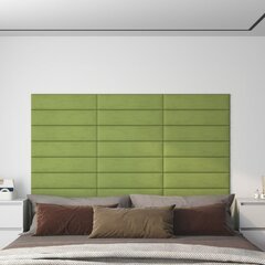 vidaXL sienas paneļi, 12 gab., zaļi, 60x15 cm, samts, 1,08 m² cena un informācija | Griestu, sienu dekoru elementi | 220.lv