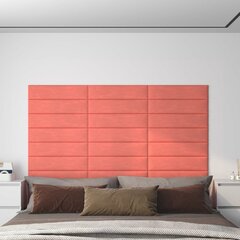 vidaXL sienas paneļi, 12 gab., rozā, 60x15 cm, samts, 1,08 m² cena un informācija | Griestu, sienu dekoru elementi | 220.lv