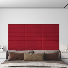 vidaXL sienas paneļi, 12 gab., vīna sarkani, 60x15 cm, samts, 1,08 m² cena un informācija | Griestu, sienu dekoru elementi | 220.lv