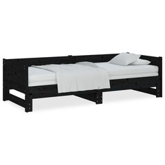 Izvelkama gulta, melna, 2x(90x200)cm, priedes masīvkoks цена и информация | Кровати | 220.lv