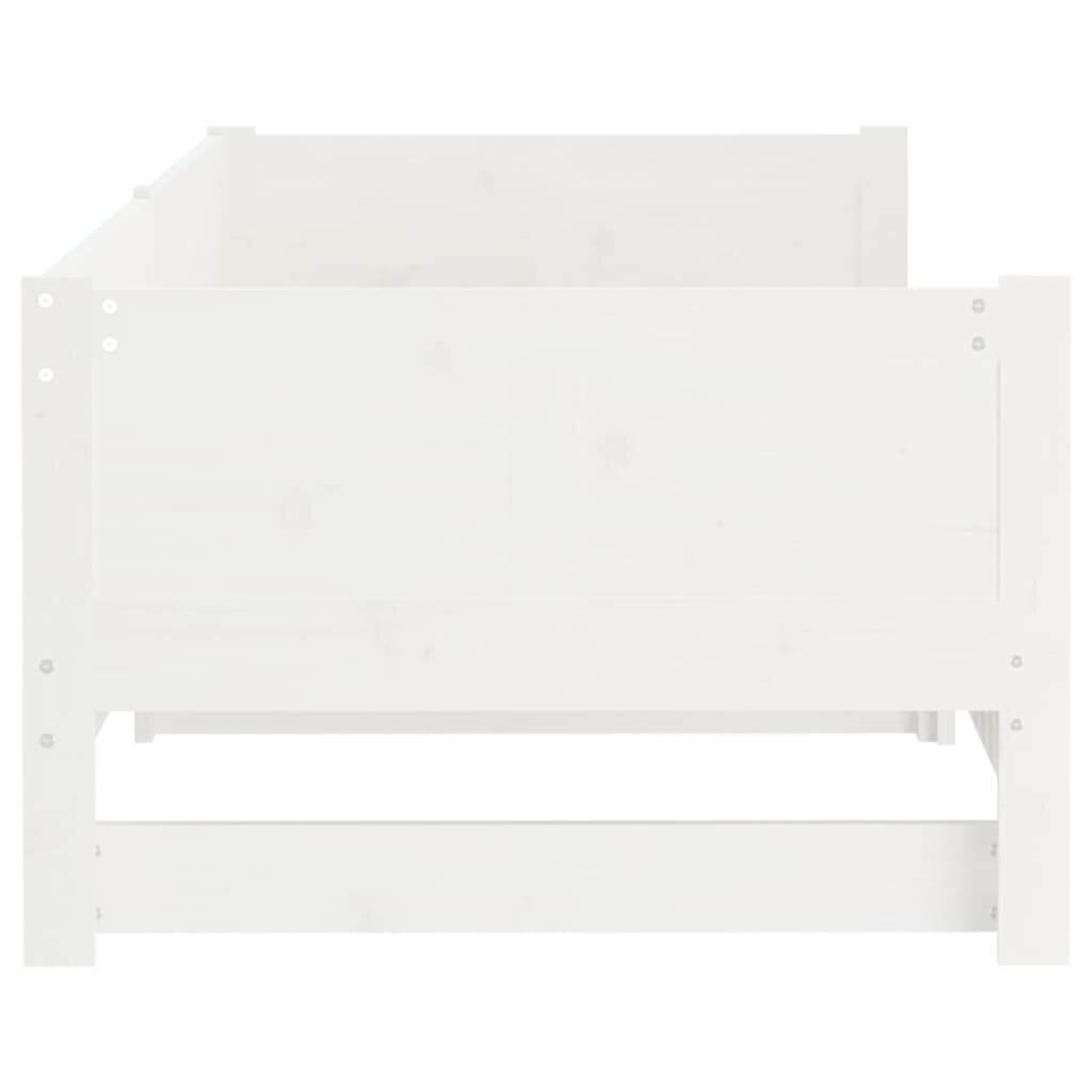 Izvelkama gulta, balta, 2x(80x200)cm, priedes masīvkoks цена и информация | Gultas | 220.lv