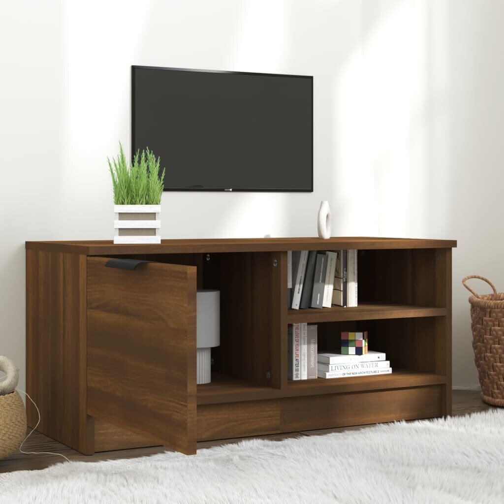 TV galdiņš, brūna, 80x35x36,5 cm, apstrādāta koka цена и информация | TV galdiņi | 220.lv