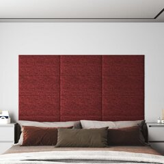 vidaXL sienas paneļi, 12 gab., vīna sarkani, 60x30 cm, audums, 2,16 m² цена и информация | Элементы декора для стен, потолка | 220.lv