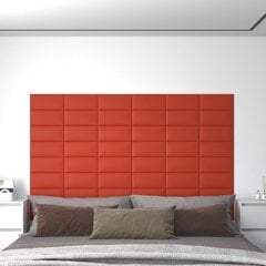 vidaXL sienas paneļi, 12 gab., sarkani, 30x15 cm, mākslīgā āda, 0,54 m² цена и информация | Элементы декора для стен, потолка | 220.lv