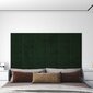 vidaXL sienas paneļi, 12 gab., tumši zaļi, 30x15 cm, samts, 0,54 m² cena un informācija | Griestu, sienu dekoru elementi | 220.lv