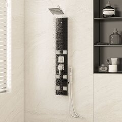 Dušas sistēma, melna, 18x45,5x130 cm, stikls cena un informācija | Vannas istabas aksesuāri | 220.lv