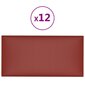 vidaXL sienas paneļi, 12 gab., sarkani, 60x30 cm, mākslīgā āda, 2,16 m² cena un informācija | Griestu, sienu dekoru elementi | 220.lv