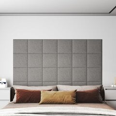 vidaXL sienas paneļi, 12 gab., pelēki, 30x30 cm, audums, 1,08 m² цена и информация | Элементы декора для стен, потолка | 220.lv