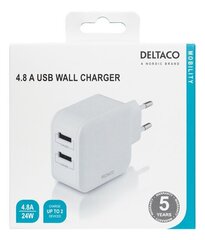 Deltaco USB 2x USB-A 2,4 A USB-AC175 цена и информация | Зарядные устройства для телефонов | 220.lv