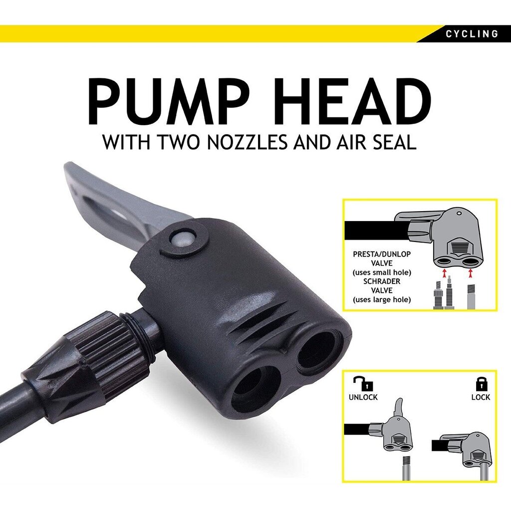Rokas pumpis Dunlop 174Psi (12Bar), melns cena un informācija | Velo pumpji | 220.lv