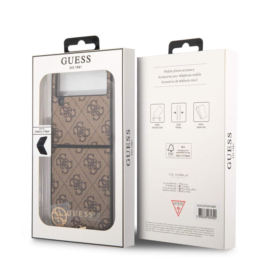 Guess 4G Charms Case for Samsung Galaxy Z Flip 4 Brown cena un informācija | Telefonu vāciņi, maciņi | 220.lv