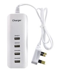 Lilware UK USB Wall Charger. 20 Вт адаптер питания - 4x USB порты. Шнур 1,2 м. Белый цена и информация | Зарядные устройства для телефонов | 220.lv