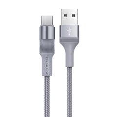 Kabelis Borofone BX21 Outstanding — USB uz type C — 3 A, 1 metrs, pelēks cena un informācija | Savienotājkabeļi | 220.lv