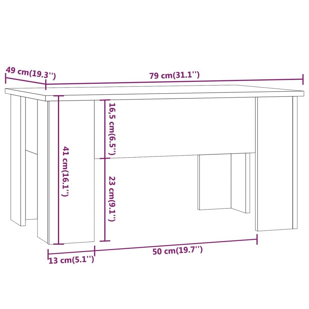 vidaXL kafijas galdiņš, spīdīgi balts, 79x49x41 cm, inženierijas koks цена и информация | Žurnālgaldiņi | 220.lv