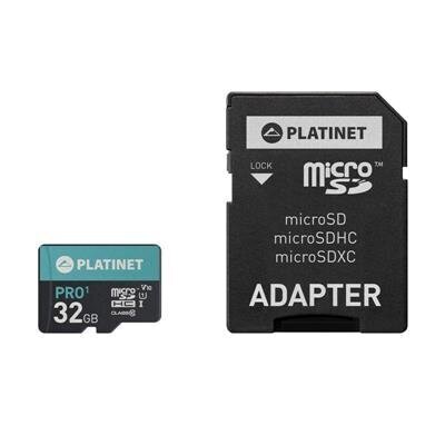 MicroSDHC PLATINET secure digital + adapteris SD 32GB klase10 UI 70MB/s цена и информация | Adapteri un USB centrmezgli | 220.lv