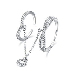 Роскошное двойное серебряное кольцо с цирконами MOISS R00022 цена и информация | Кольца | 220.lv