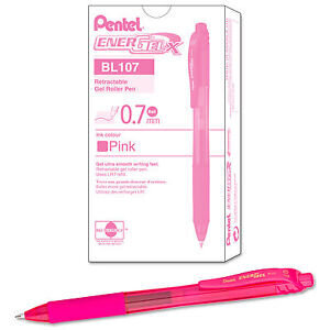 Gēla pildspalva ar slēdzi EnerGel X 0.7mm rozā, Pentel /12 cena un informācija | Rakstāmpiederumi | 220.lv