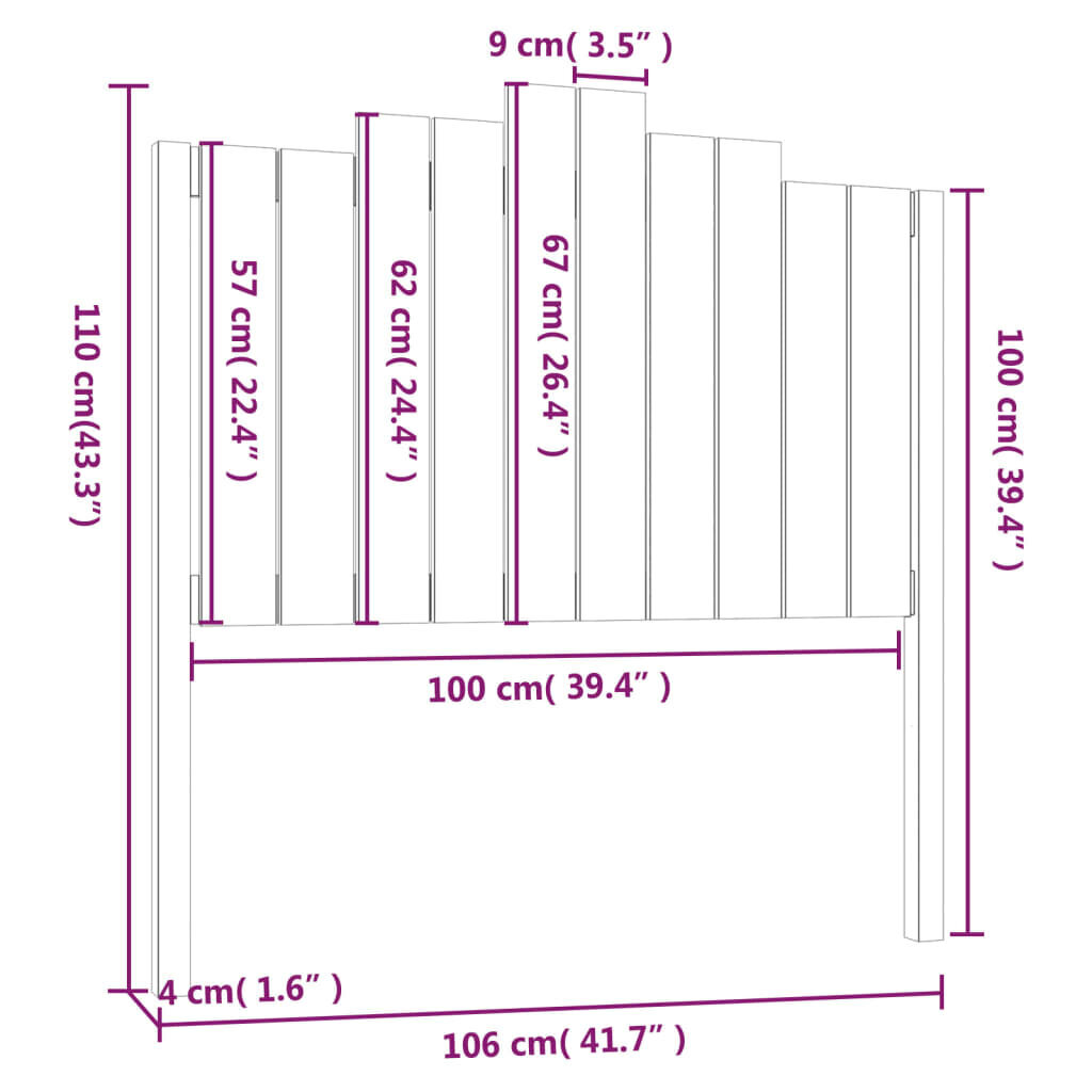 Galvgalis, medus brūns, 106x4x110 cm, priedes masīva cena un informācija | Gultas | 220.lv