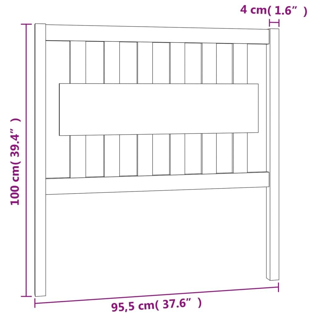 vidaXL gultas galvgalis, 95,5x4x100 cm, priedes masīvkoks cena un informācija | Gultas | 220.lv