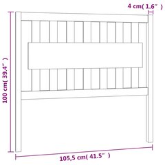 Galvgalis, balts, 105.5x4x100 cm, masīvkoka priede cena un informācija | Gultas | 220.lv