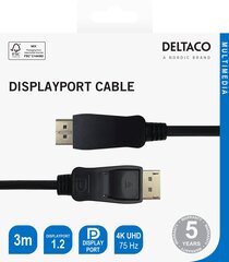 DEltaco, DisplayPort, 4K UHD, 21.6 Gb/s, 3 м цена и информация | Кабели и провода | 220.lv