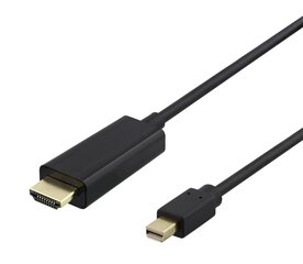 Deltaco, miniDisplayPort - HDMI, 4K UHD, 2 m cena un informācija | Kabeļi un vadi | 220.lv