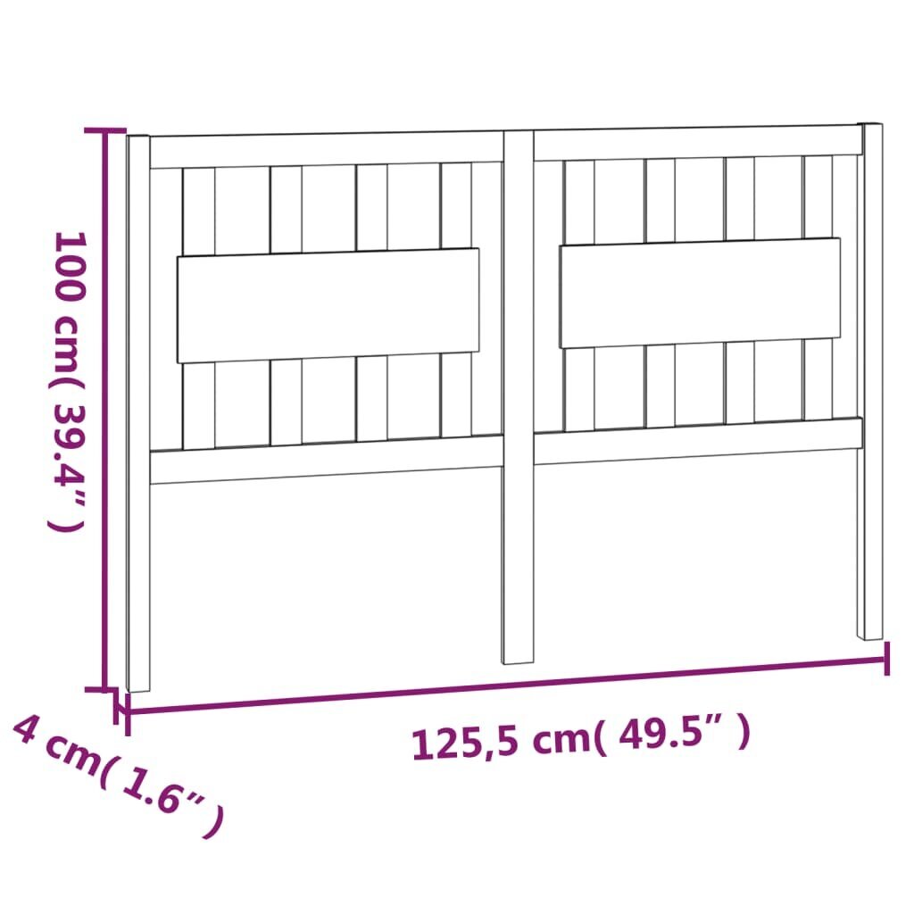 Galvgalis, balts, 125,5x4x100 cm, masīvkoka priede cena un informācija | Gultas | 220.lv