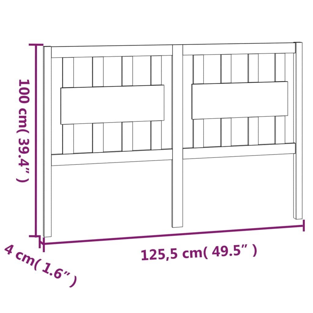 Galvgalis, melns, 125,5x4x100 cm, masīvkoka priede cena un informācija | Gultas | 220.lv