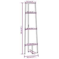 Stūra plaukts, 4 līmeņi, tumši brūns/melns, 45,5x31,5x150 cm цена и информация | Полки | 220.lv