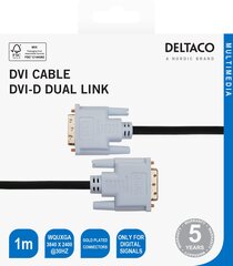 Deltaco, DVI-D Dual Link, 1080p 60Hz, 1 m cena un informācija | Kabeļi un vadi | 220.lv