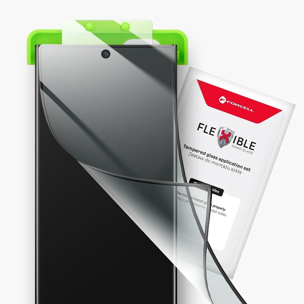9H oleofobisks pārklājums ekrāna aizsargs Forcell Flexible Nano Glass 5D for iPhone 7/8/SE 2020 4,7" black cena un informācija | Ekrāna aizsargstikli | 220.lv