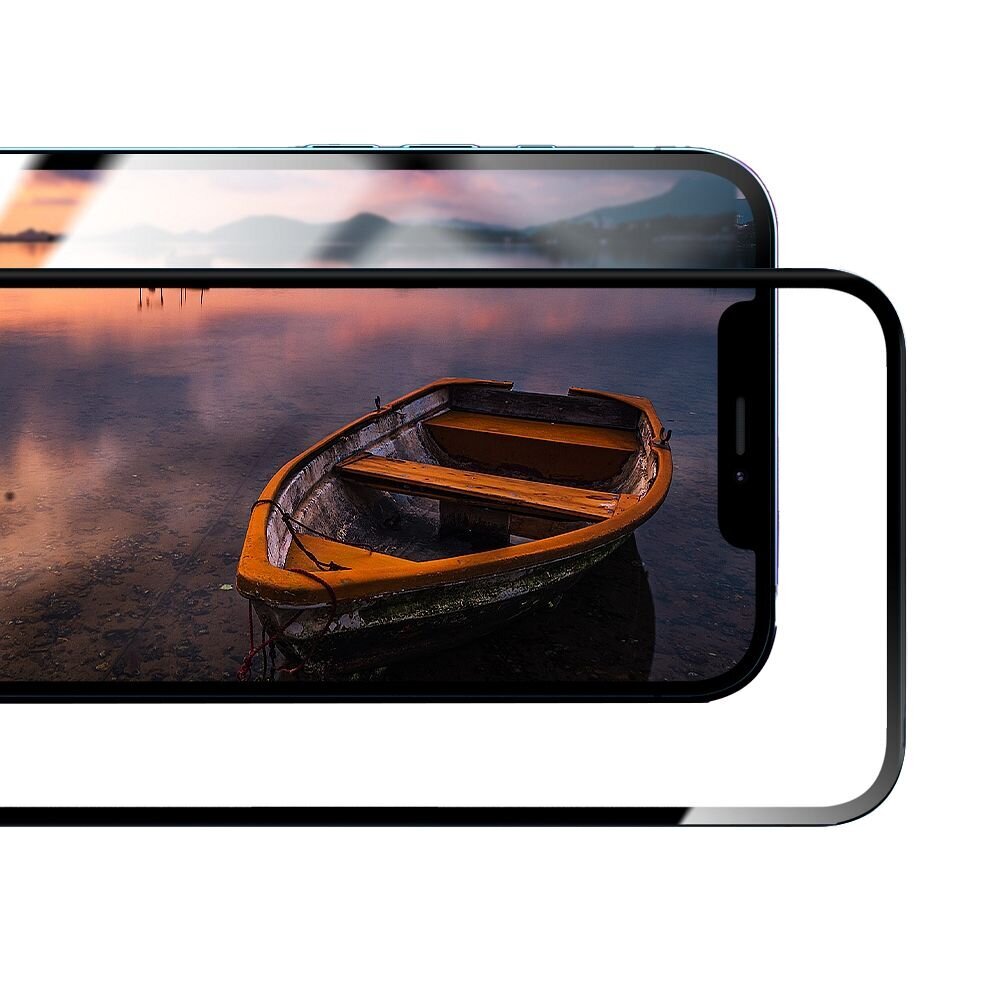 9H oleofobisks pārklājums ekrāna aizsargs Forcell Flexible Nano Glass 5D for iPhone 12/12 Pro 6,1" black cena un informācija | Ekrāna aizsargstikli | 220.lv
