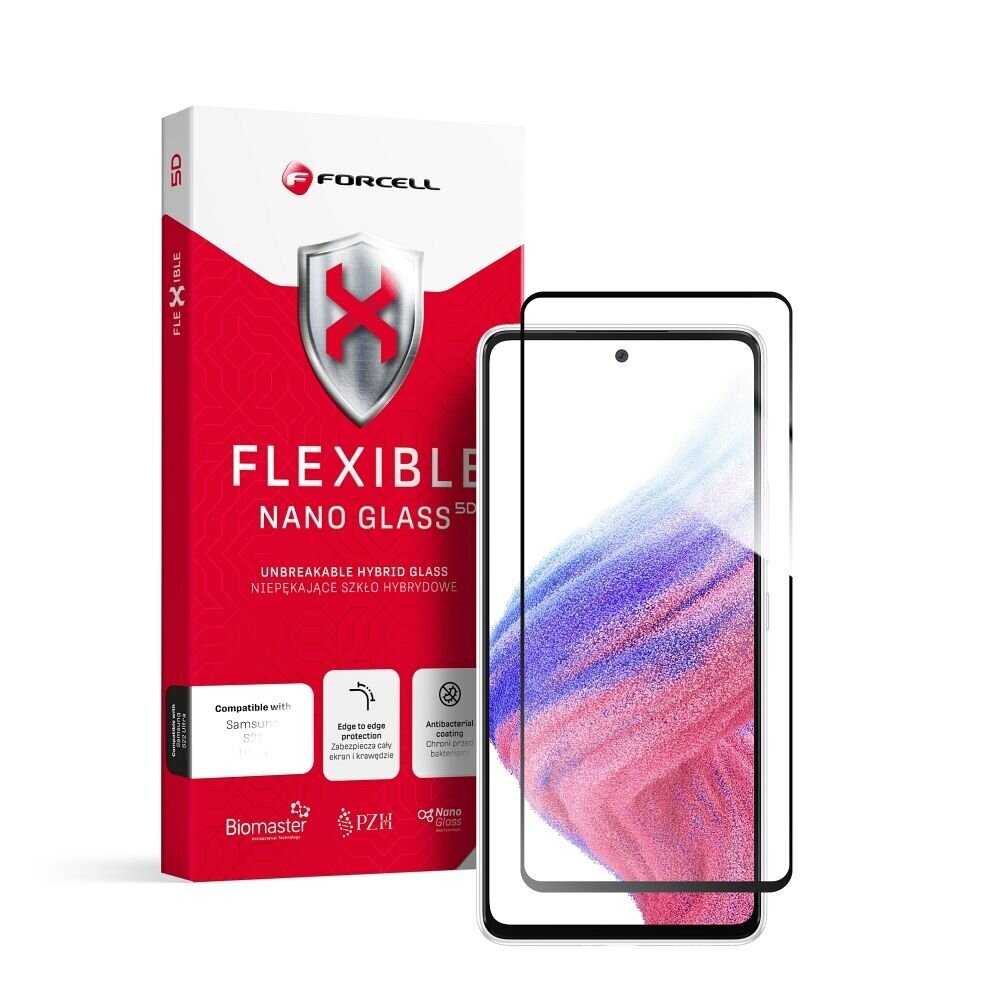 9H oleofobisks pārklājums ekrāna aizsargs Forcell Flexible Nano Glass 5D for Samsung Galaxy A53 5G cena un informācija | Ekrāna aizsargstikli | 220.lv