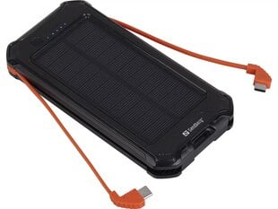 Sandberg 3в1 солнечный внешний аккумулятор Powerbank, 10000 мАч цена и информация | Зарядные устройства Power bank | 220.lv