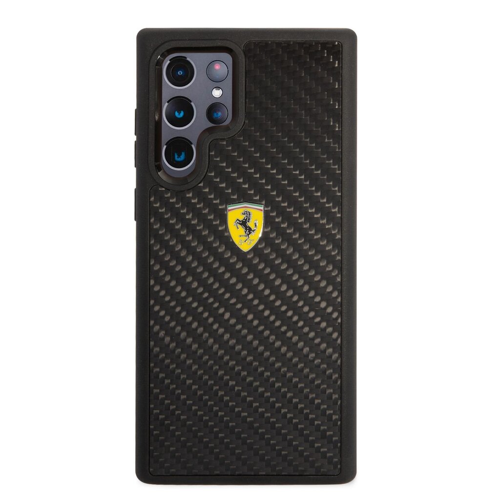 Ferrari Real Carbon Hard Case for Samsung Galaxy S22 Ultra Black cena un informācija | Telefonu vāciņi, maciņi | 220.lv