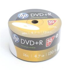 DL DVD+R diski HP, 4.7GB 16X WHITE FF InkJet Printable SP*50 cena un informācija | Vinila plates, CD, DVD | 220.lv