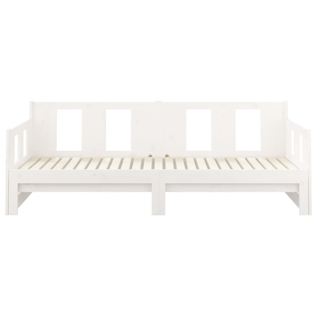 Izvelkama gulta, balta, 2x(80x200)cm, priedes masīvkoks cena un informācija | Gultas | 220.lv