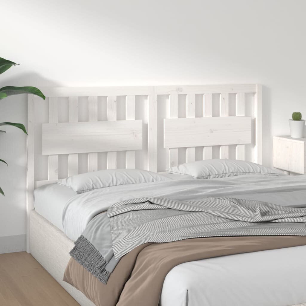 vidaXL gultas galvgalis, balts, 155,5x4x100 cm, priedes masīvkoks cena un informācija | Gultas | 220.lv