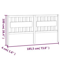 vidaXL gultas galvgalis, balts, 185,5x4x100 cm, priedes masīvkoks cena un informācija | Gultas | 220.lv