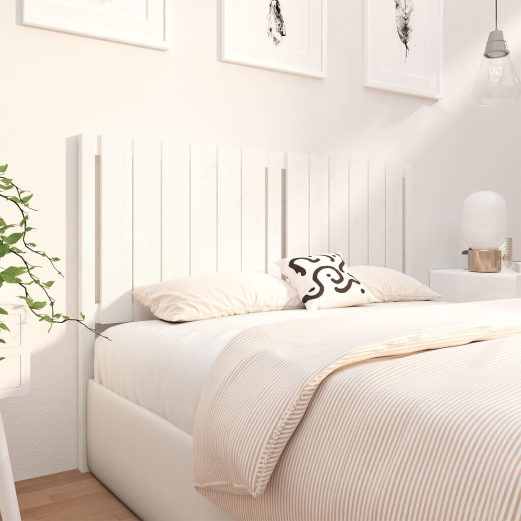 vidaXL gultas galvgalis, balts, 145,5x4x100 cm, priedes masīvkoks cena un informācija | Gultas | 220.lv