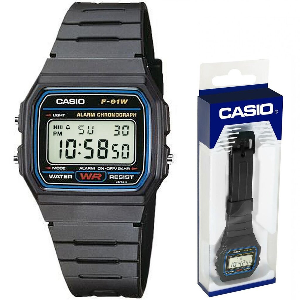 Zegarek Męski CASIO F-91W-1YER VVA2892 cena un informācija | Vīriešu pulksteņi | 220.lv