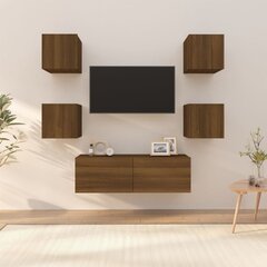 vidaXL sienas TV skapīšu komplekts, ozolkoka krāsa, inženierijas koks cena un informācija | TV galdiņi | 220.lv