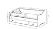 Bērnu gulta Eryk ar matraci un atvilktni 164 cm x 85 cm x 60 cm, melni rokturi cena un informācija | Bērnu gultas | 220.lv