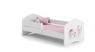 Bērnu gulta Fala ar matraci un aizsargbarjeru 144 cm x 78 cm x 65 cm, princese ar vienradzi цена и информация | Детские кровати | 220.lv